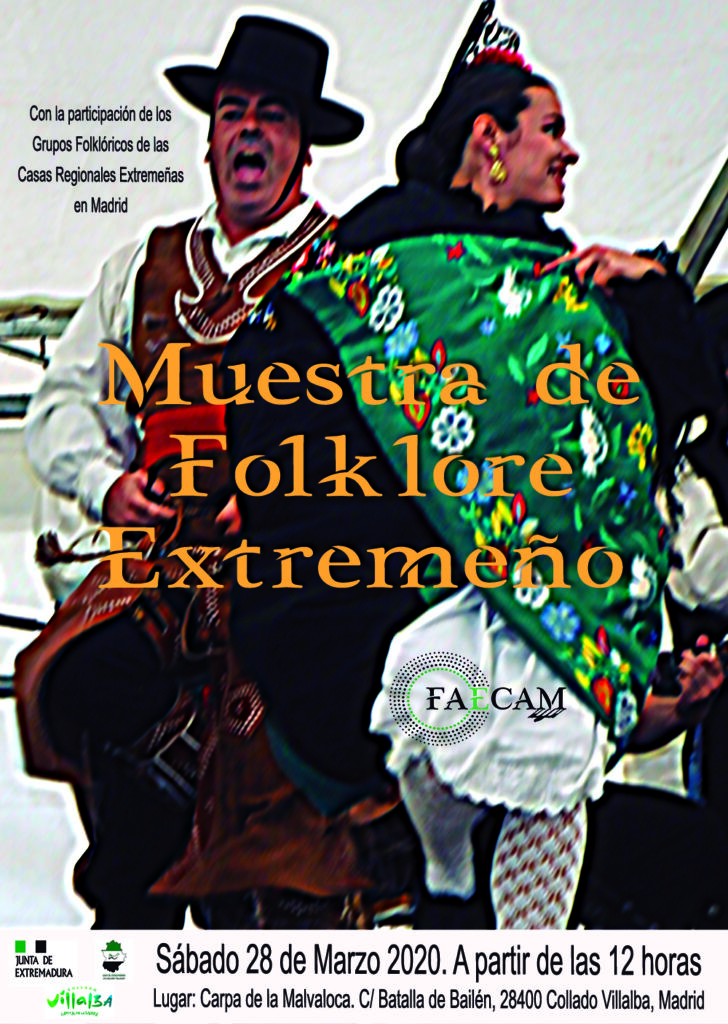 Cartel de la Muestra de folklore extremeño 2020 de FAECAM